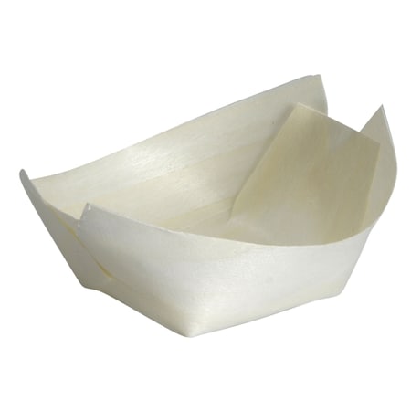 Abena Trays, Serving, Wooden Boats, 2.75" Small, Brown 133243